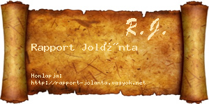 Rapport Jolánta névjegykártya